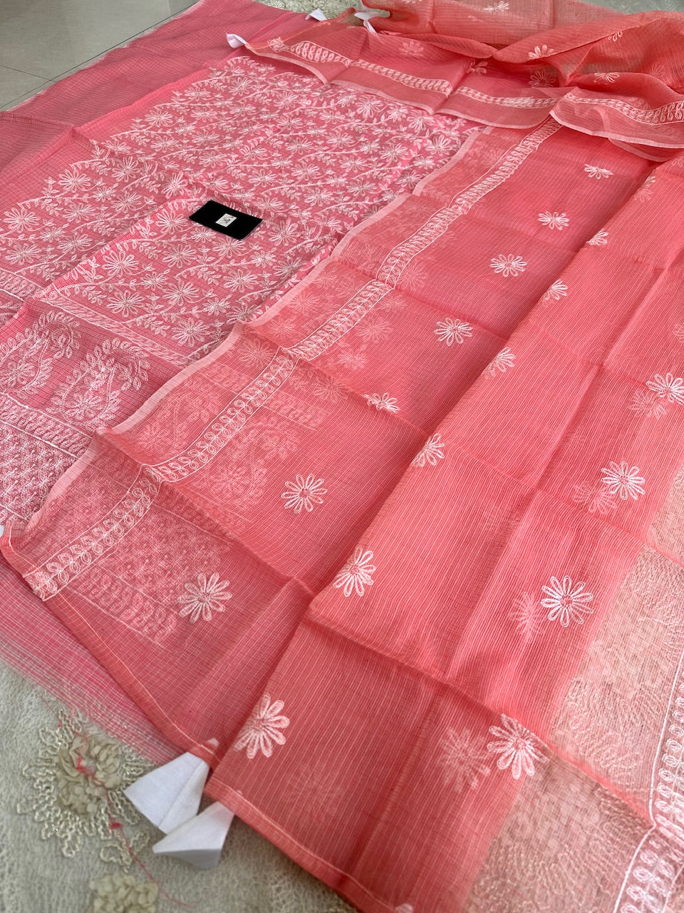 Embroidered Kota Cotton Doria Top N Dupatta (Suit)