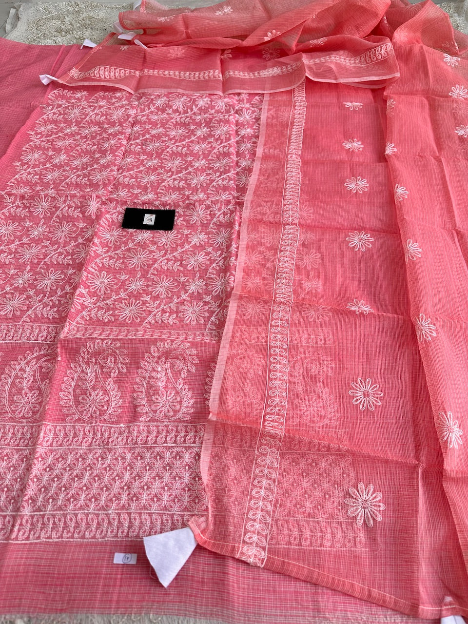 Embroidered Kota Cotton Doria Top N Dupatta (Suit)