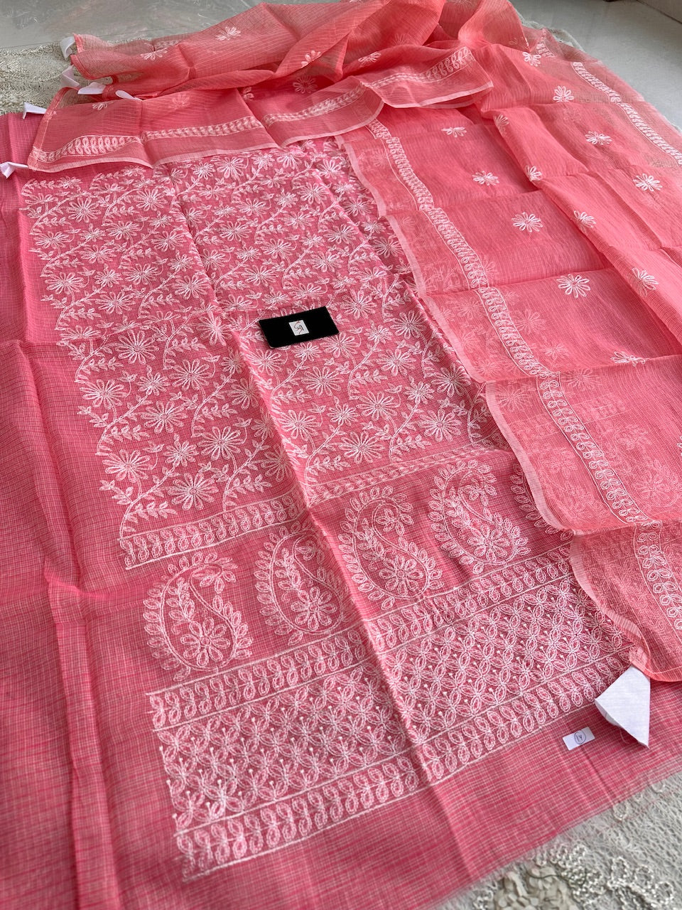 Embroidered Kota Cotton Doria Top N Dupatta (Suit)