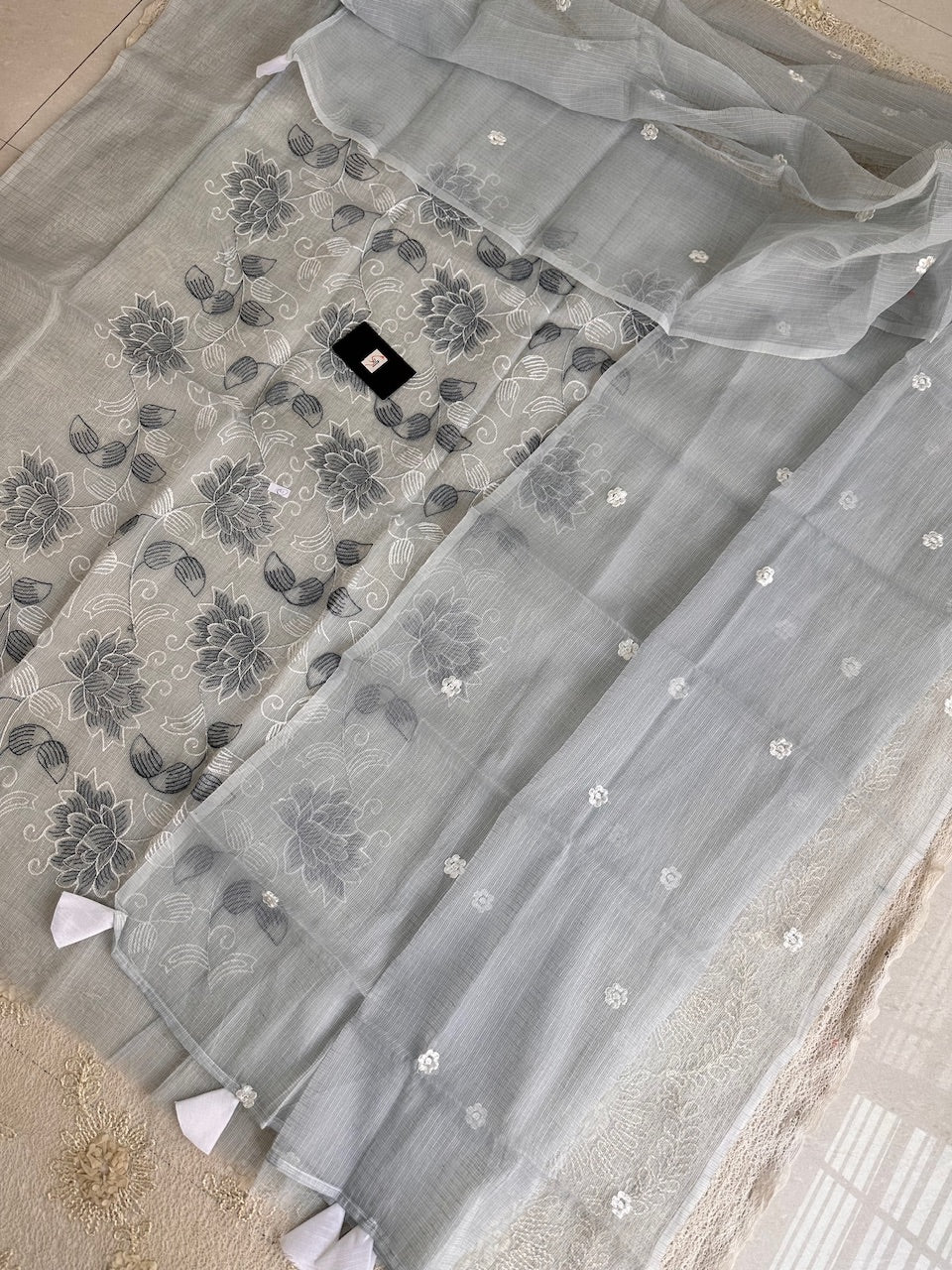 Embroidered Kota Cotton Doria Top N Dupatta (Suit)