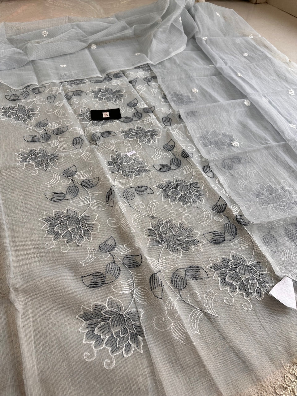 Embroidered Kota Cotton Doria Top N Dupatta (Suit)