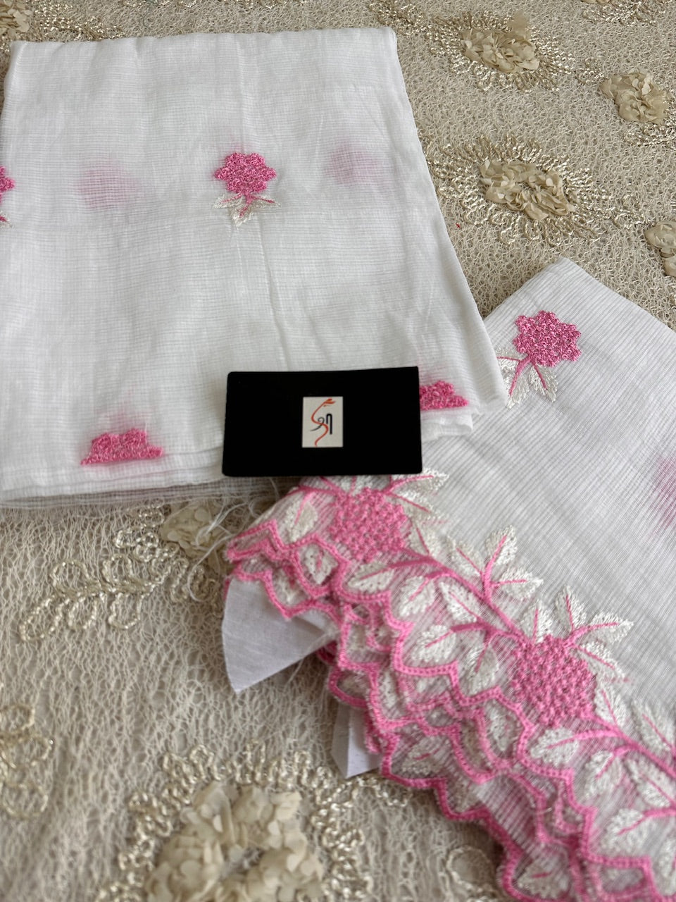 Embroidered Kota Cotton Doria Top N Dupatta (Suit)