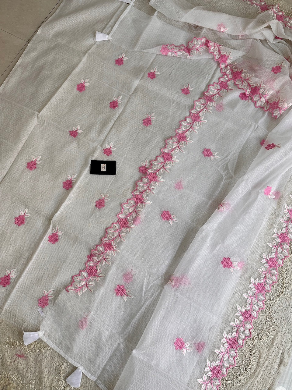 Embroidered Kota Cotton Doria Top N Dupatta (Suit)