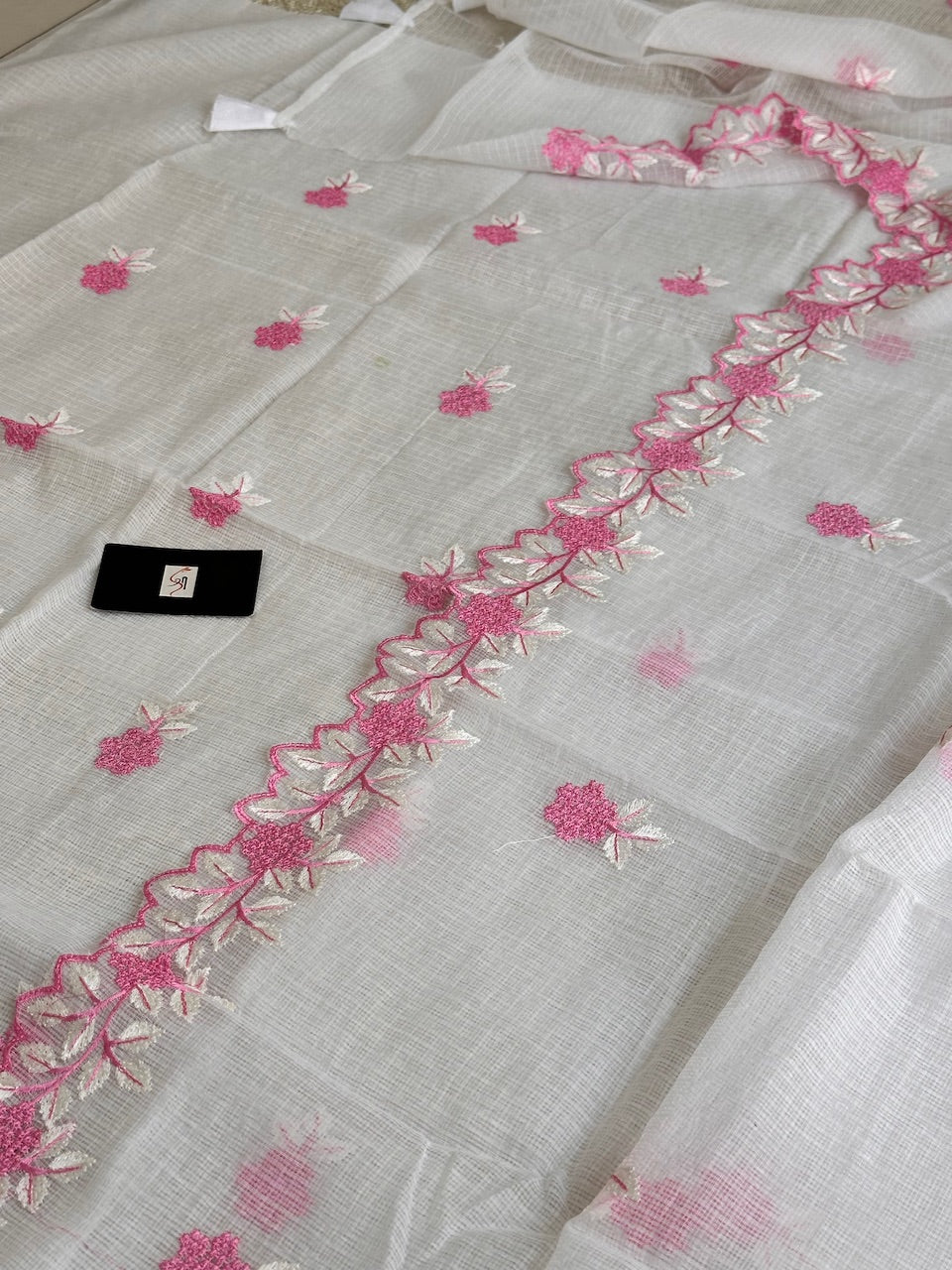 Embroidered Kota Cotton Doria Top N Dupatta (Suit)