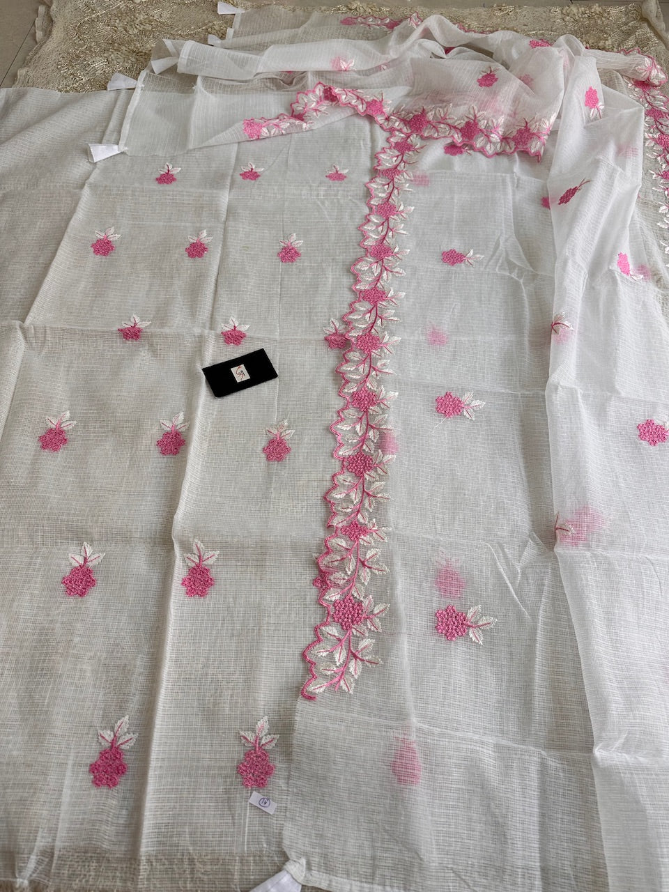 Embroidered Kota Cotton Doria Top N Dupatta (Suit)