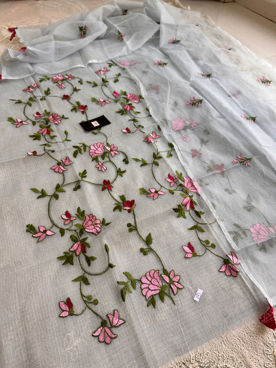 Embroidered Kota doria cotton Top n Dupatta