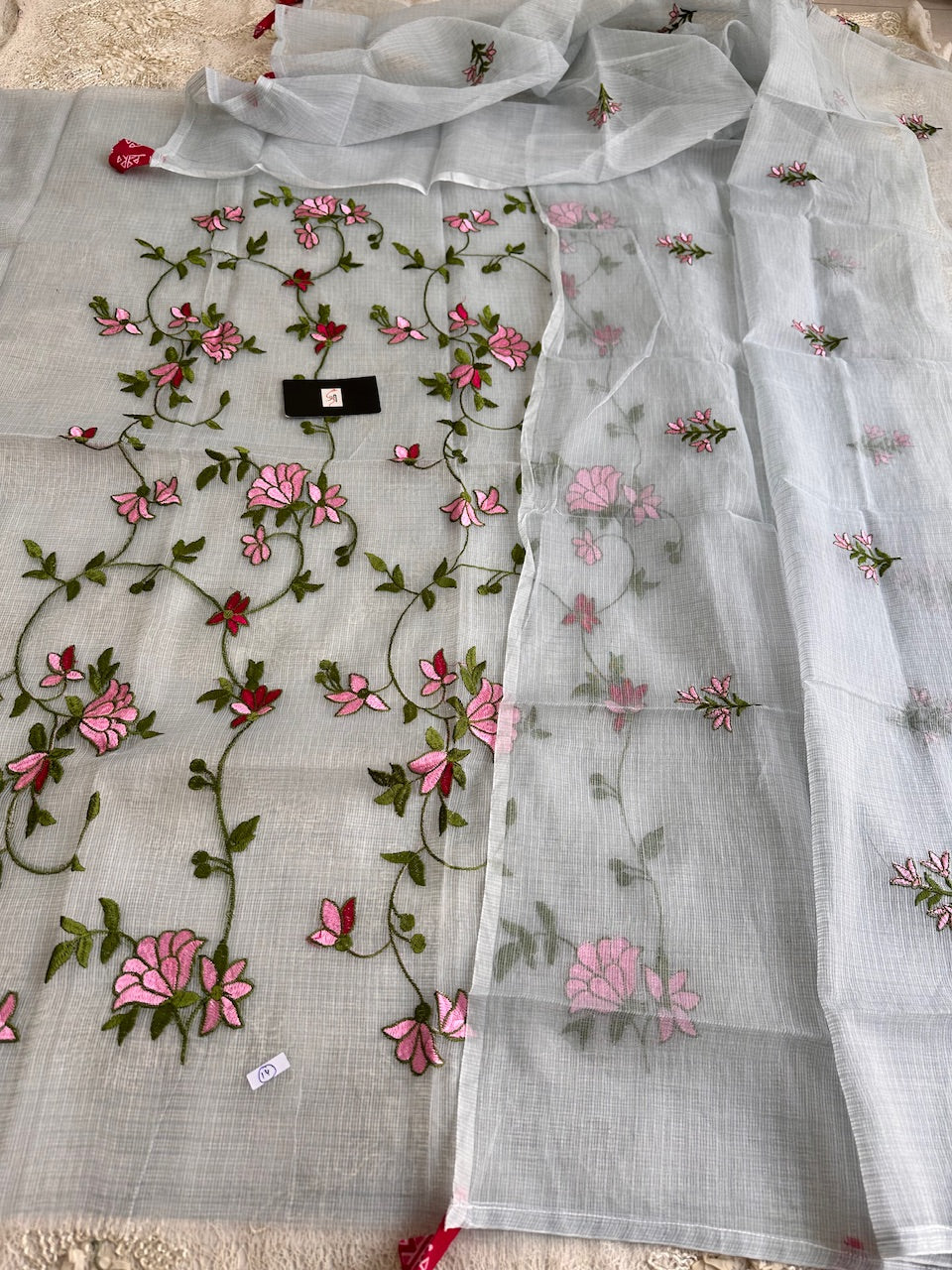 Embroidered Kota doria cotton Top n Dupatta