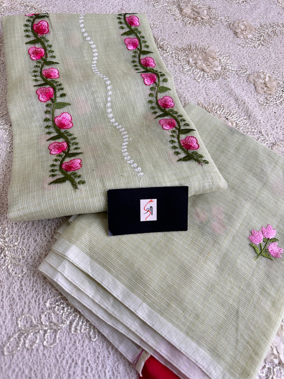 Embroidered Kota Cotton Doria Top N Dupatta (Suit)