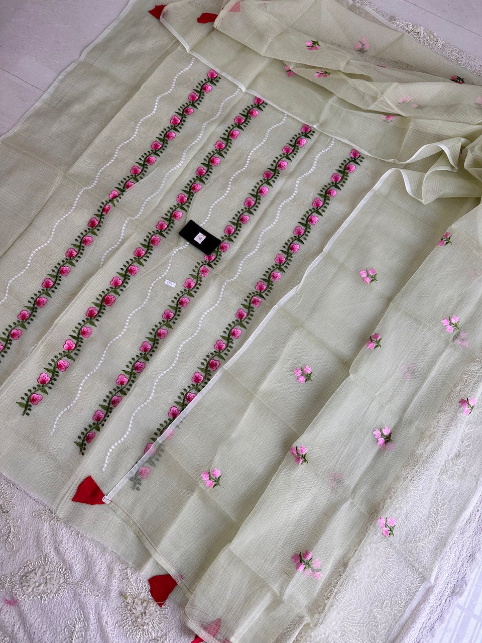 Embroidered Kota Cotton Doria Top N Dupatta (Suit)