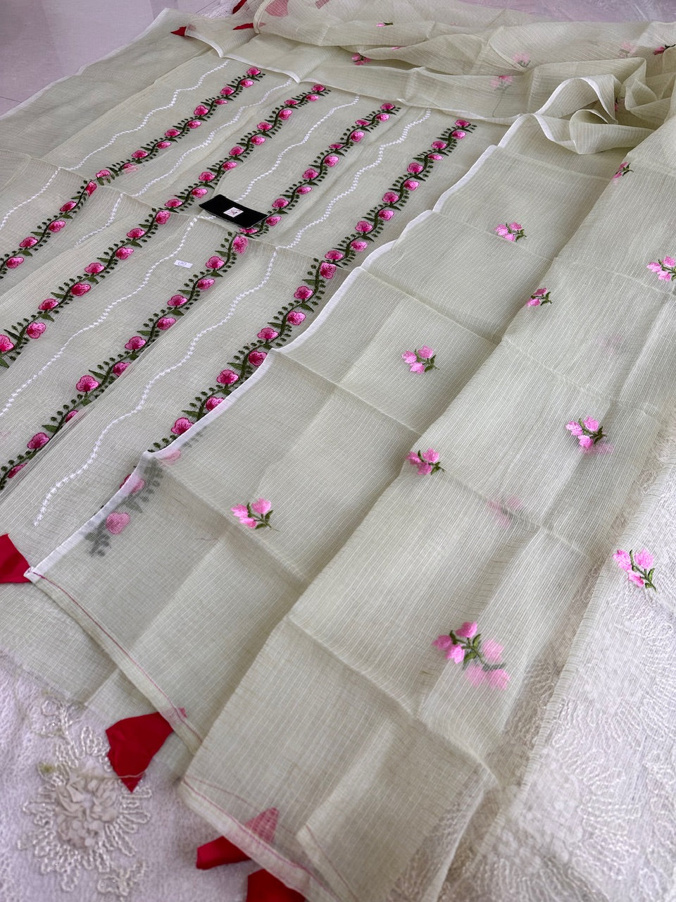 Embroidered Kota Cotton Doria Top N Dupatta (Suit)