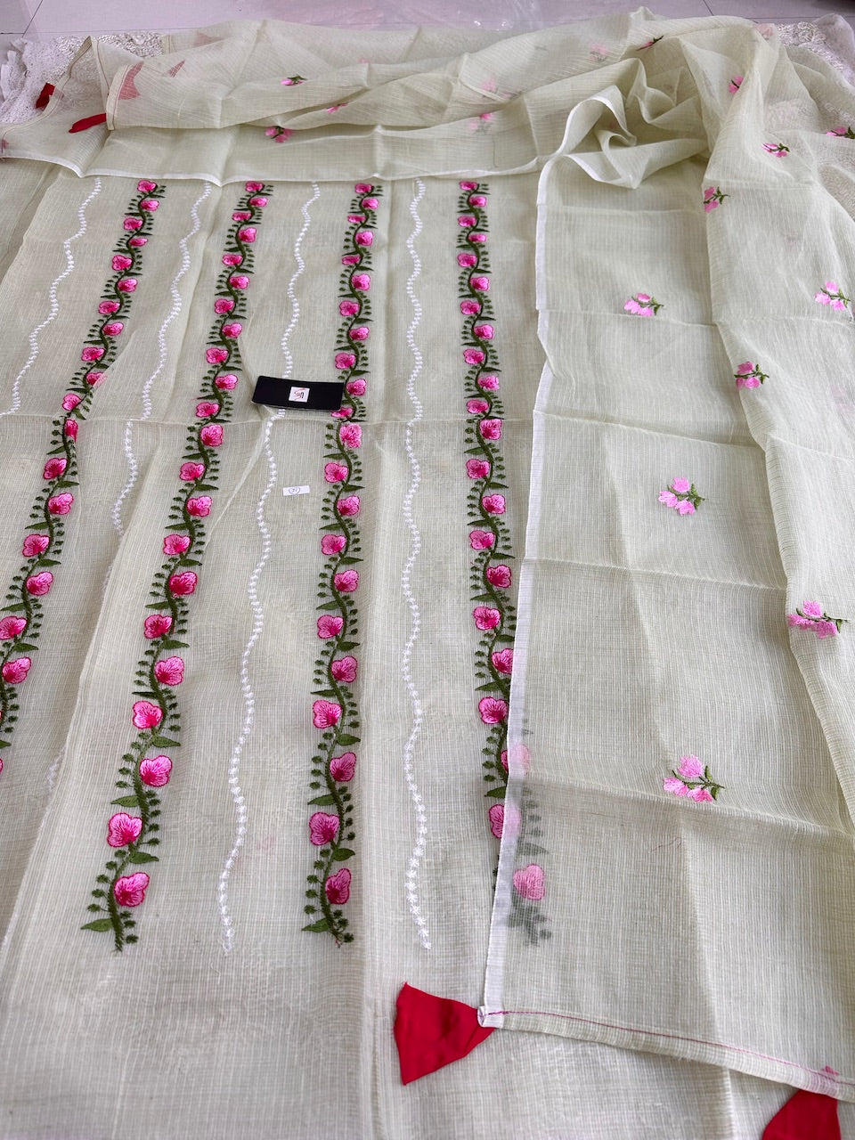 Embroidered Kota Cotton Doria Top N Dupatta (Suit)