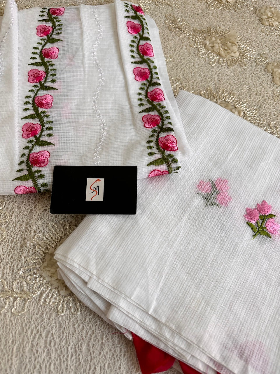 Embroidered Kota Cotton Doria Top N Dupatta (Suit)