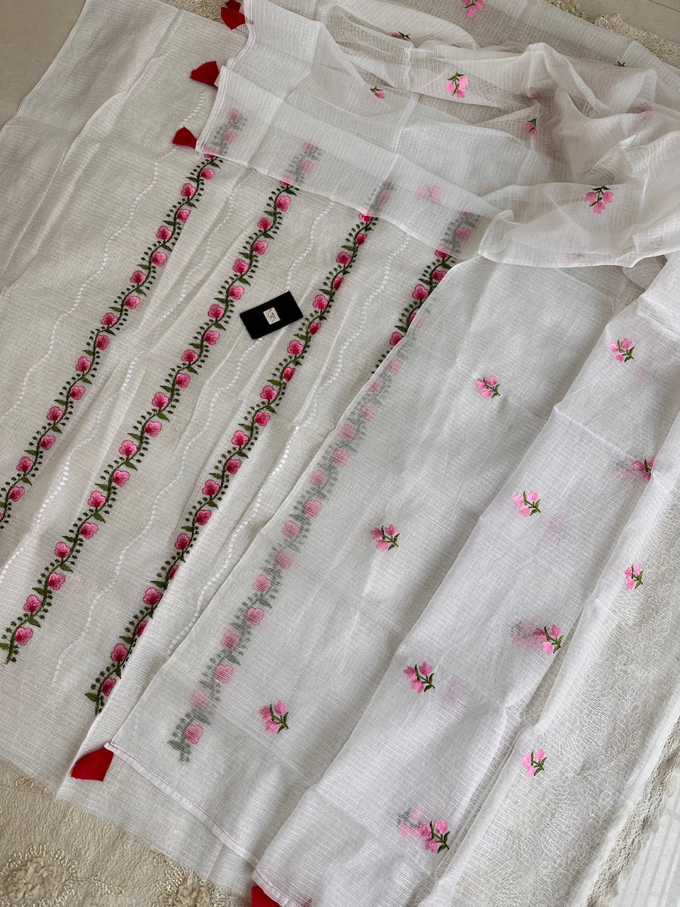 Embroidered Kota Cotton Doria Top N Dupatta (Suit)