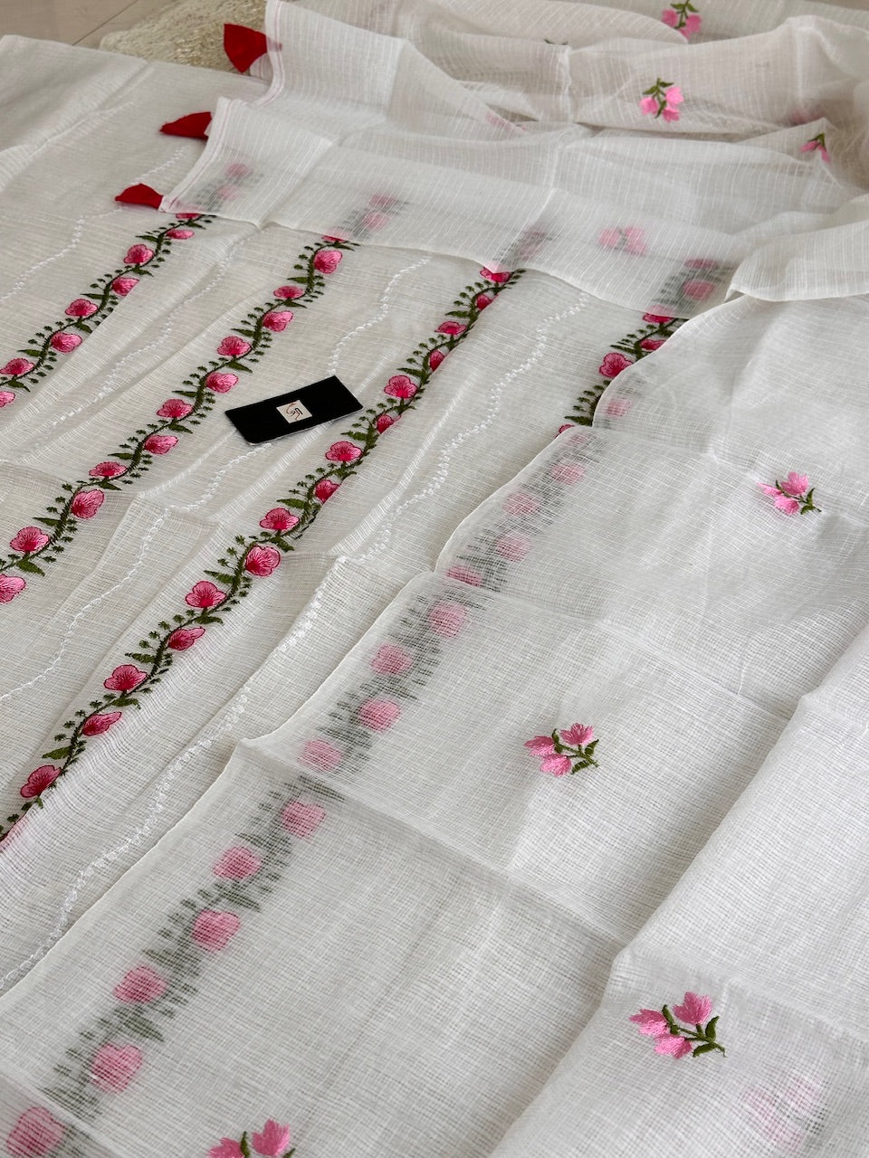 Embroidered Kota Cotton Doria Top N Dupatta (Suit)