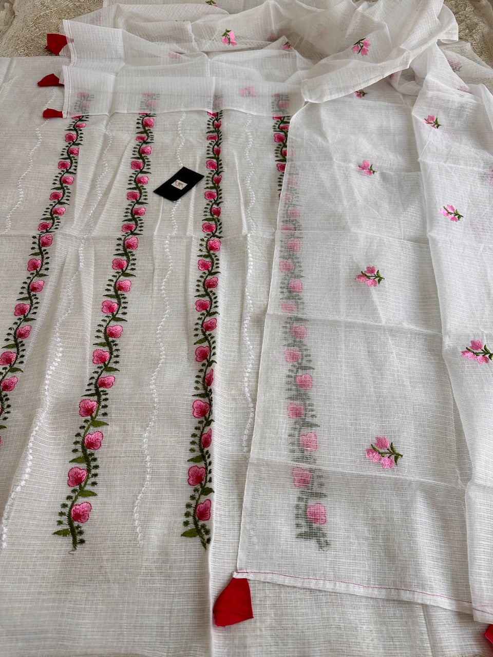 Embroidered Kota Cotton Doria Top N Dupatta (Suit)