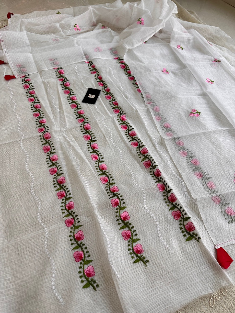 Embroidered Kota Cotton Doria Top N Dupatta (Suit)