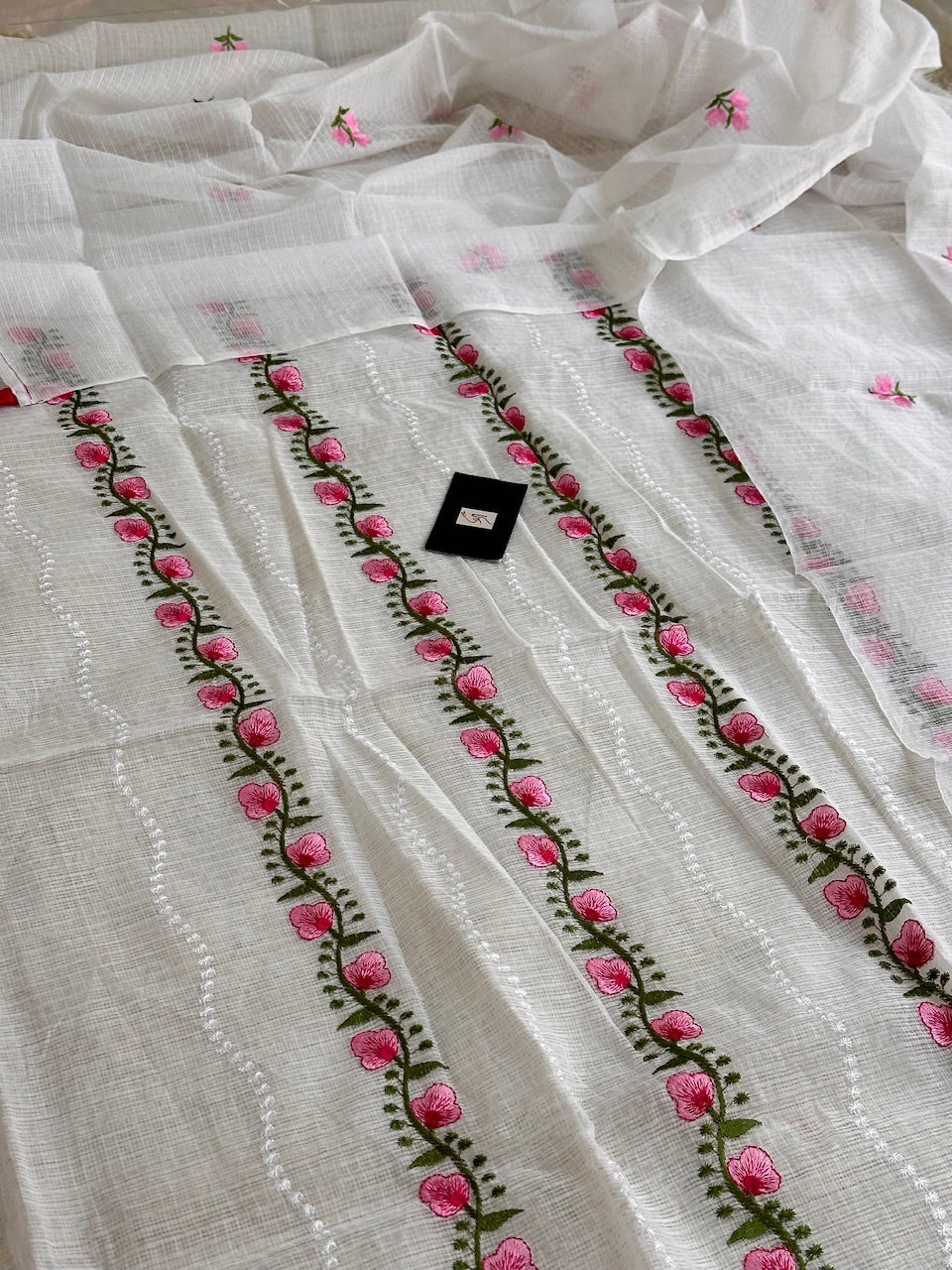 Embroidered Kota Cotton Doria Top N Dupatta (Suit)