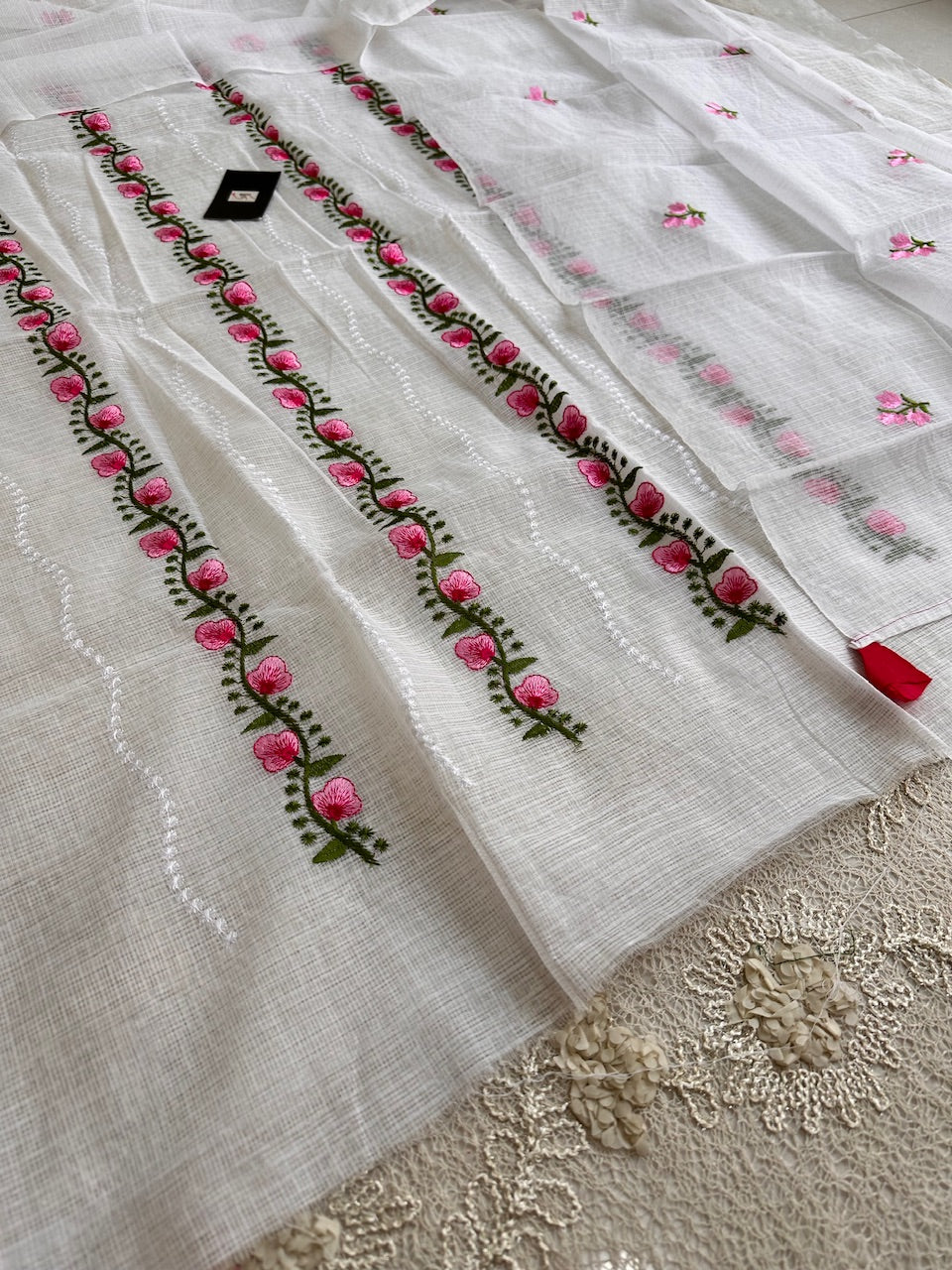 Embroidered Kota Cotton Doria Top N Dupatta (Suit)