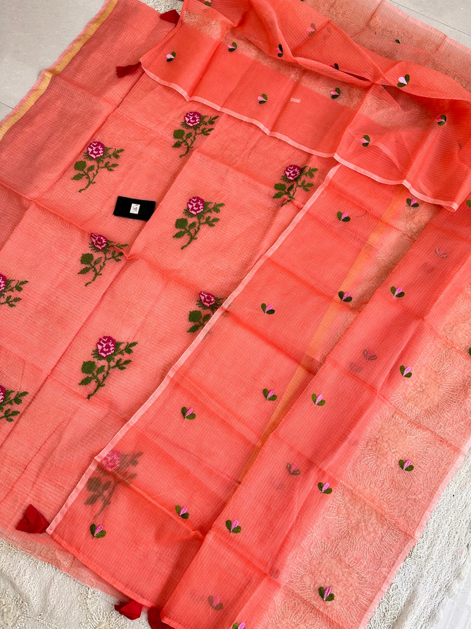 Embroidered Kota Cotton Doria Top N Dupatta (Suit)