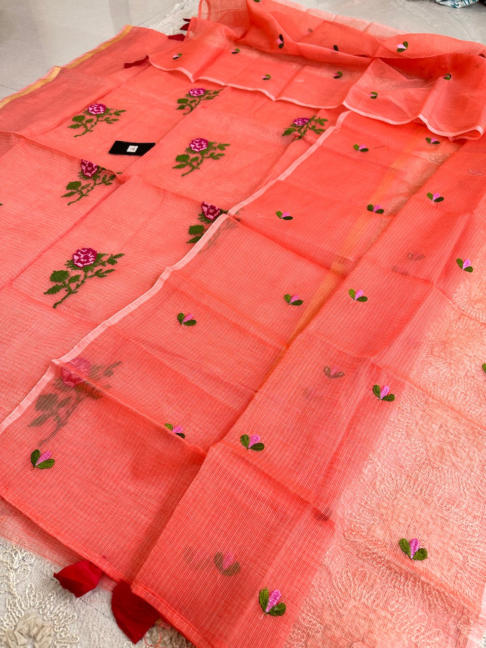 Embroidered Kota Cotton Doria Top N Dupatta (Suit)