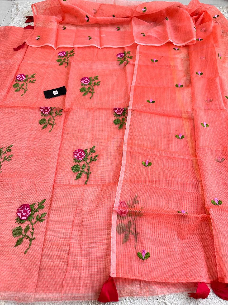 Embroidered Kota Cotton Doria Top N Dupatta (Suit)