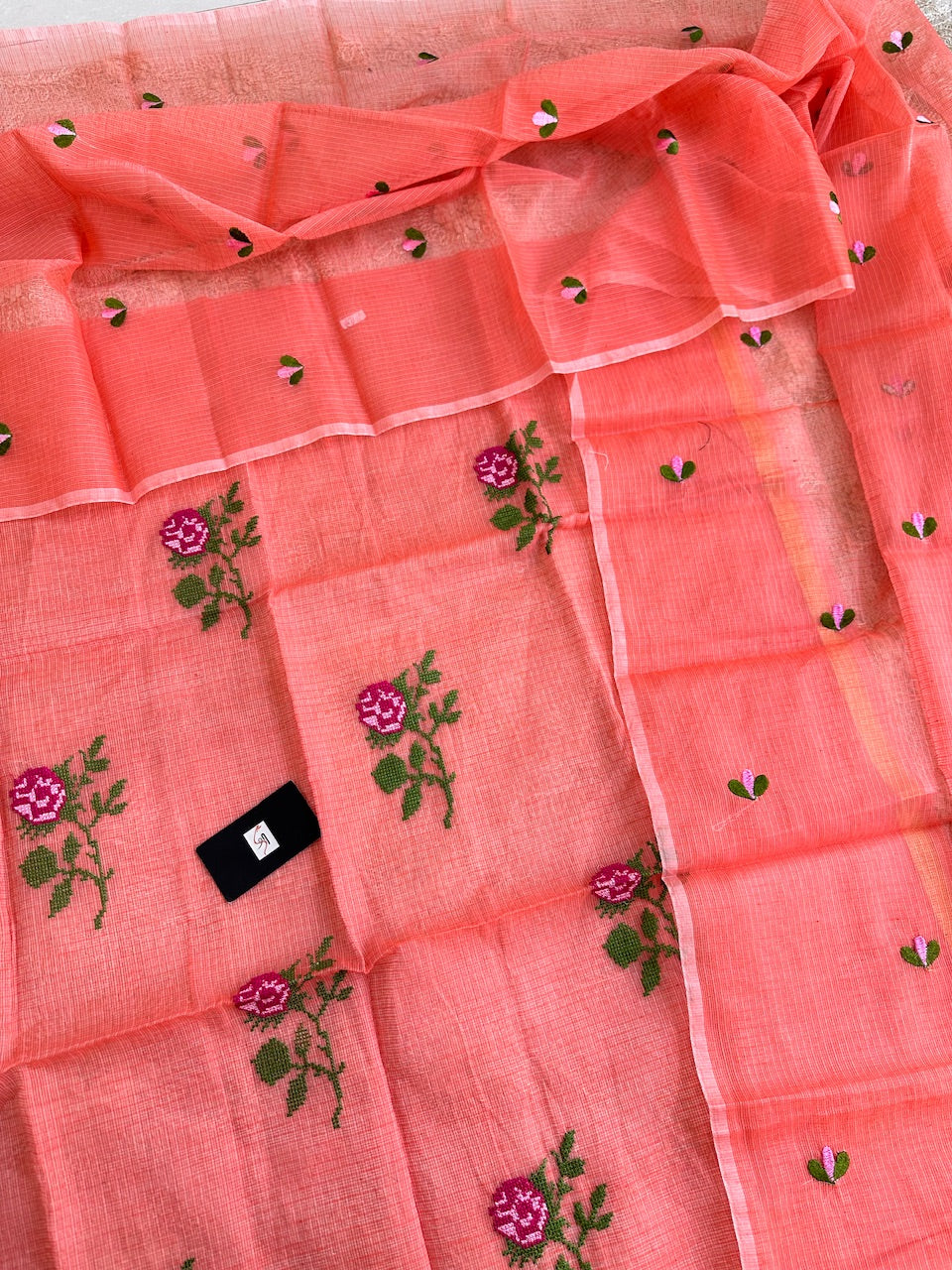 Embroidered Kota Cotton Doria Top N Dupatta (Suit)