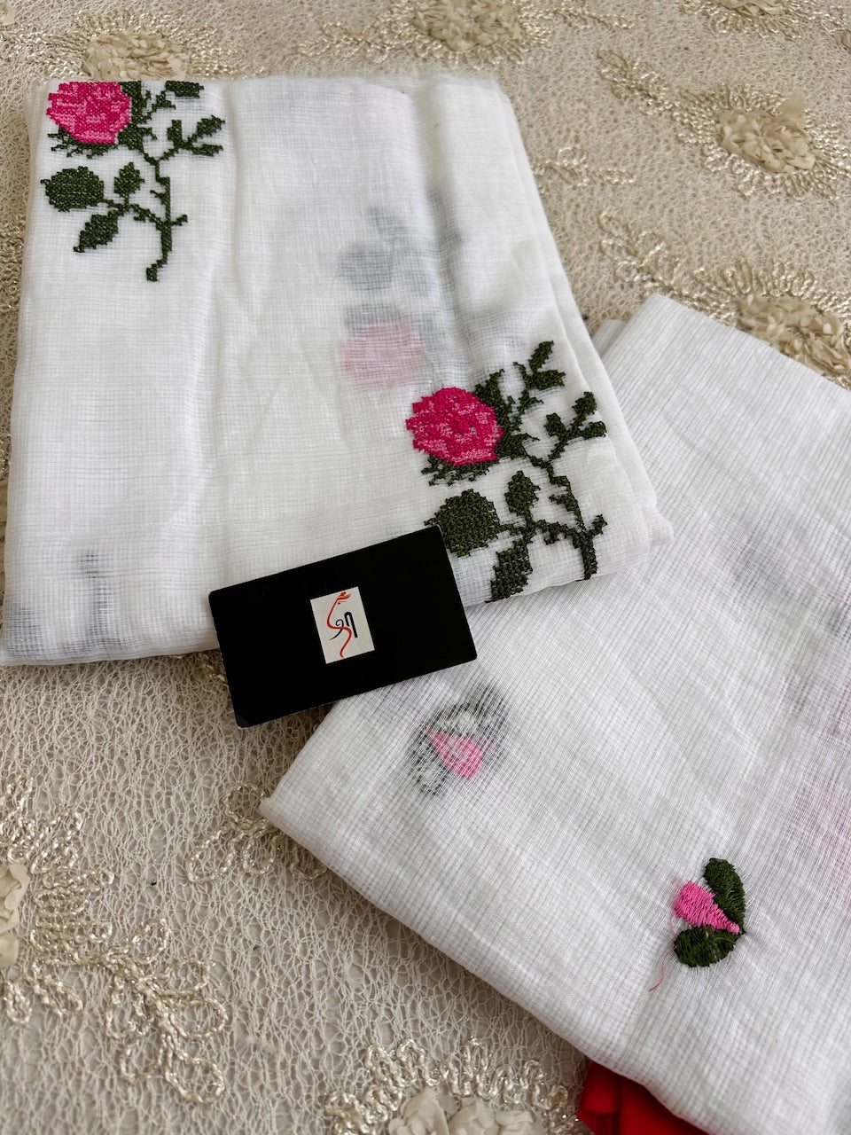 Embroidered Kota Cotton Doria Top N Dupatta (Suit)