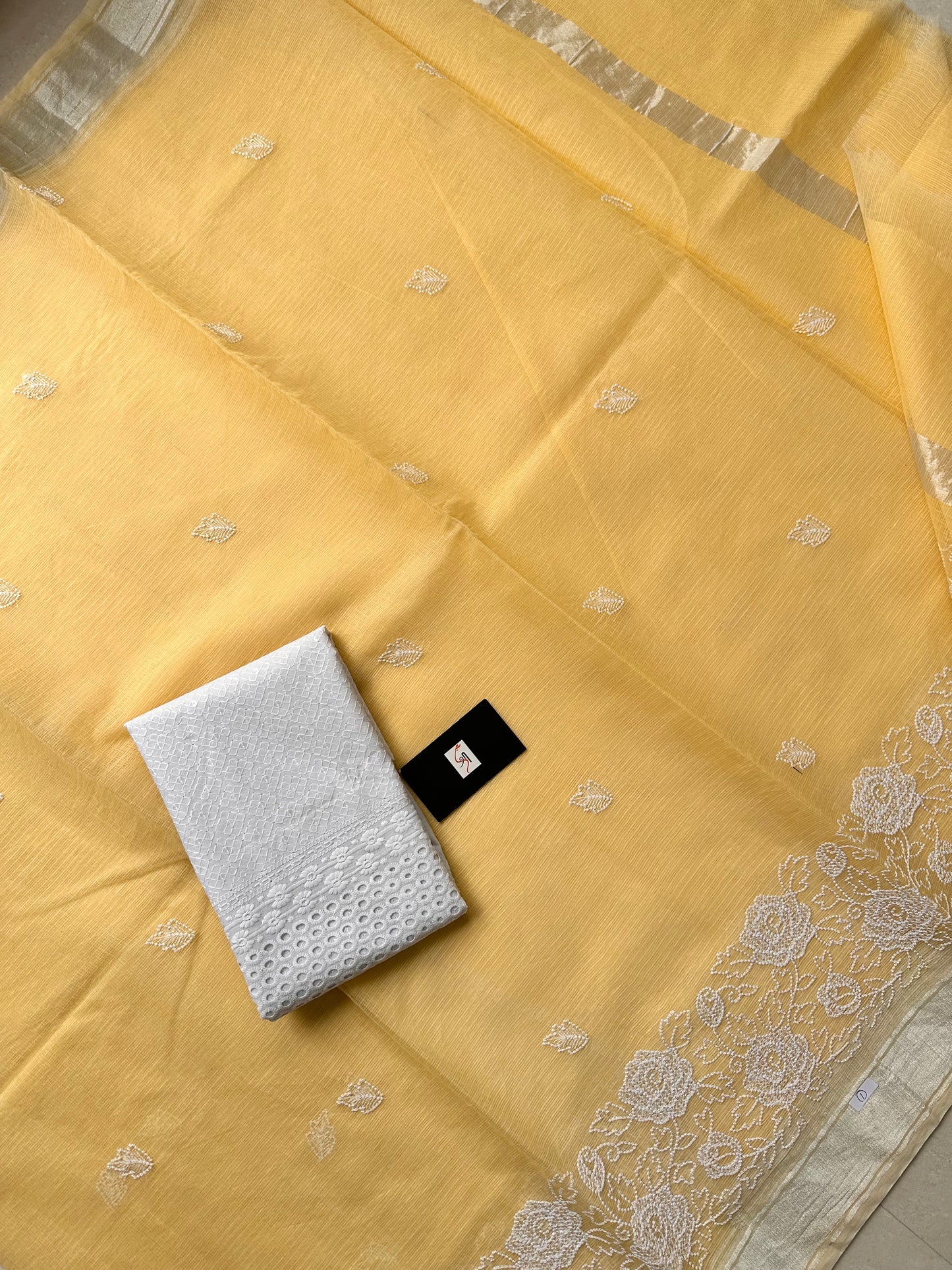 Embroidered Kota Cotton Doria Saree