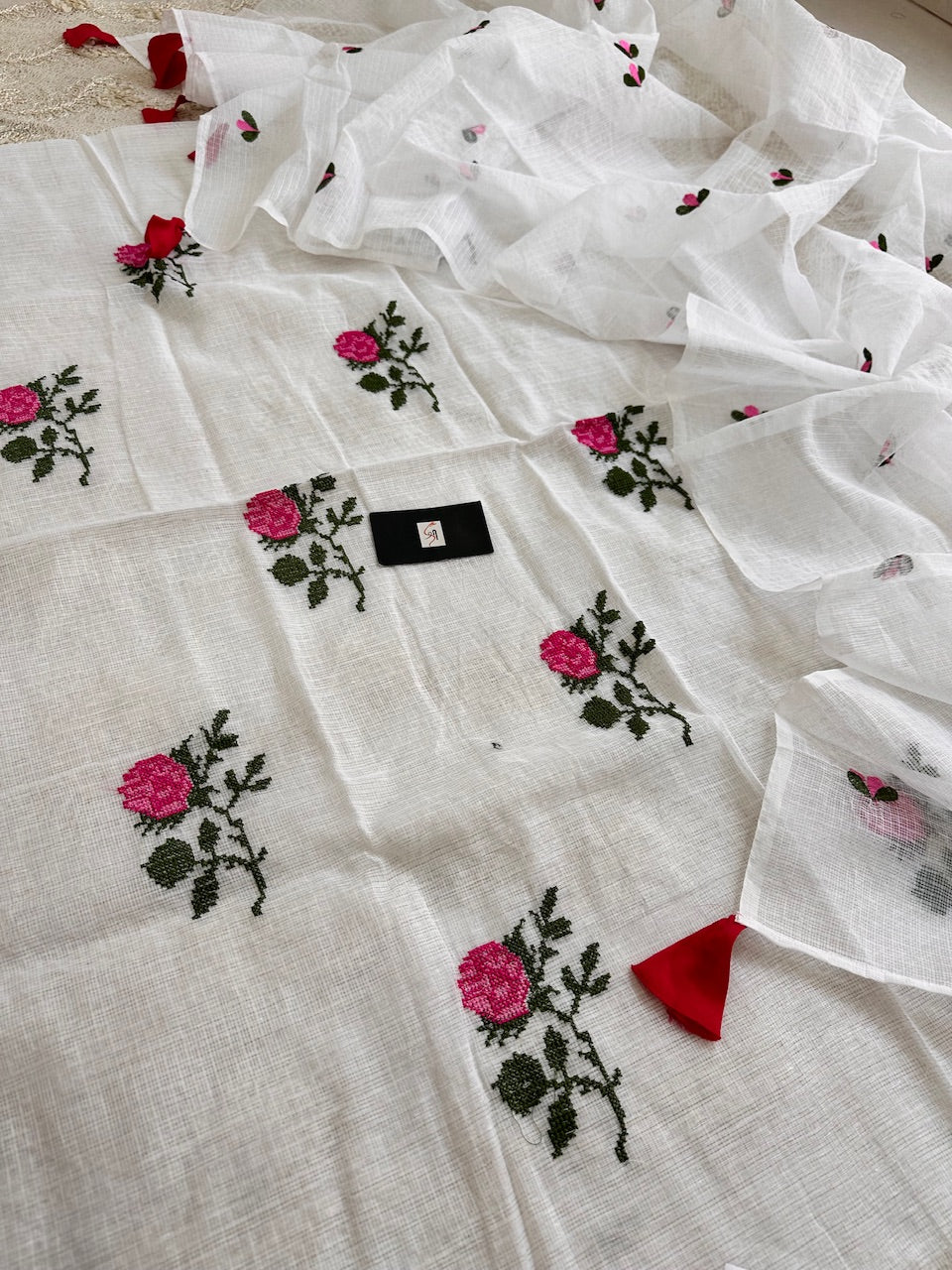 Embroidered Kota Cotton Doria Top N Dupatta (Suit)