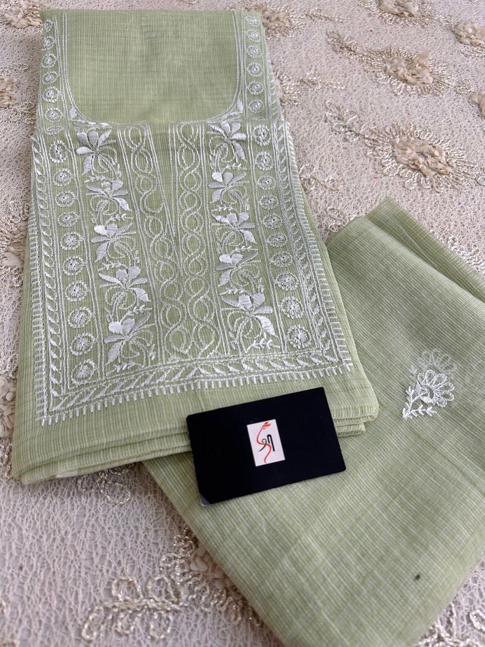 Embroidered Kota Cotton Doria Top N Dupatta (Suit)