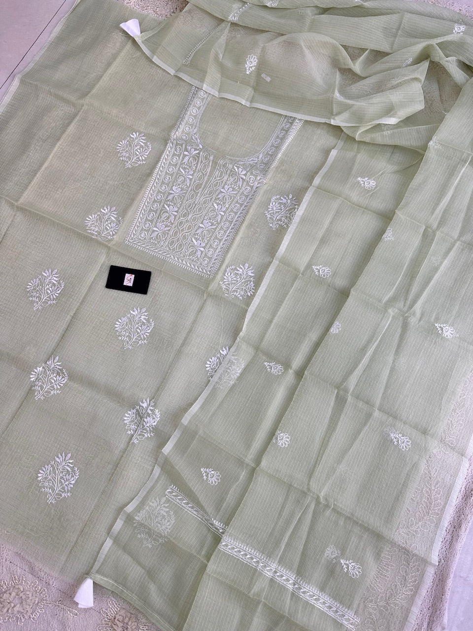 Embroidered Kota Cotton Doria Top N Dupatta (Suit)