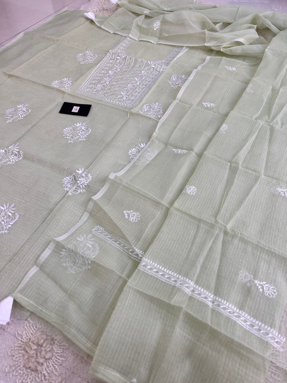 Embroidered Kota Cotton Doria Top N Dupatta (Suit)