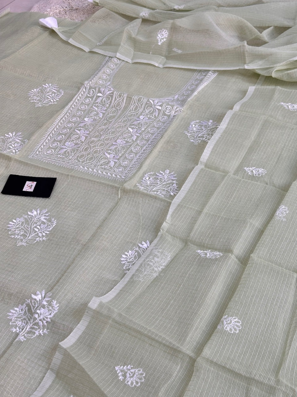 Embroidered Kota Cotton Doria Top N Dupatta (Suit)