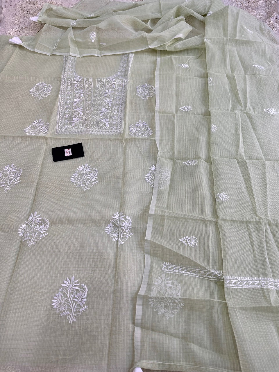 Embroidered Kota Cotton Doria Top N Dupatta (Suit)