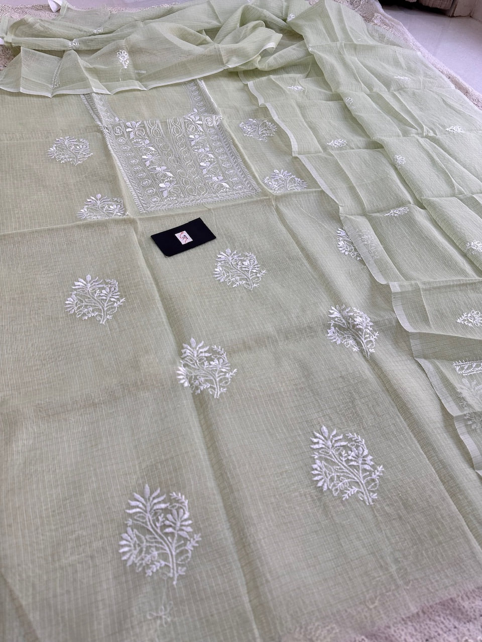 Embroidered Kota Cotton Doria Top N Dupatta (Suit)