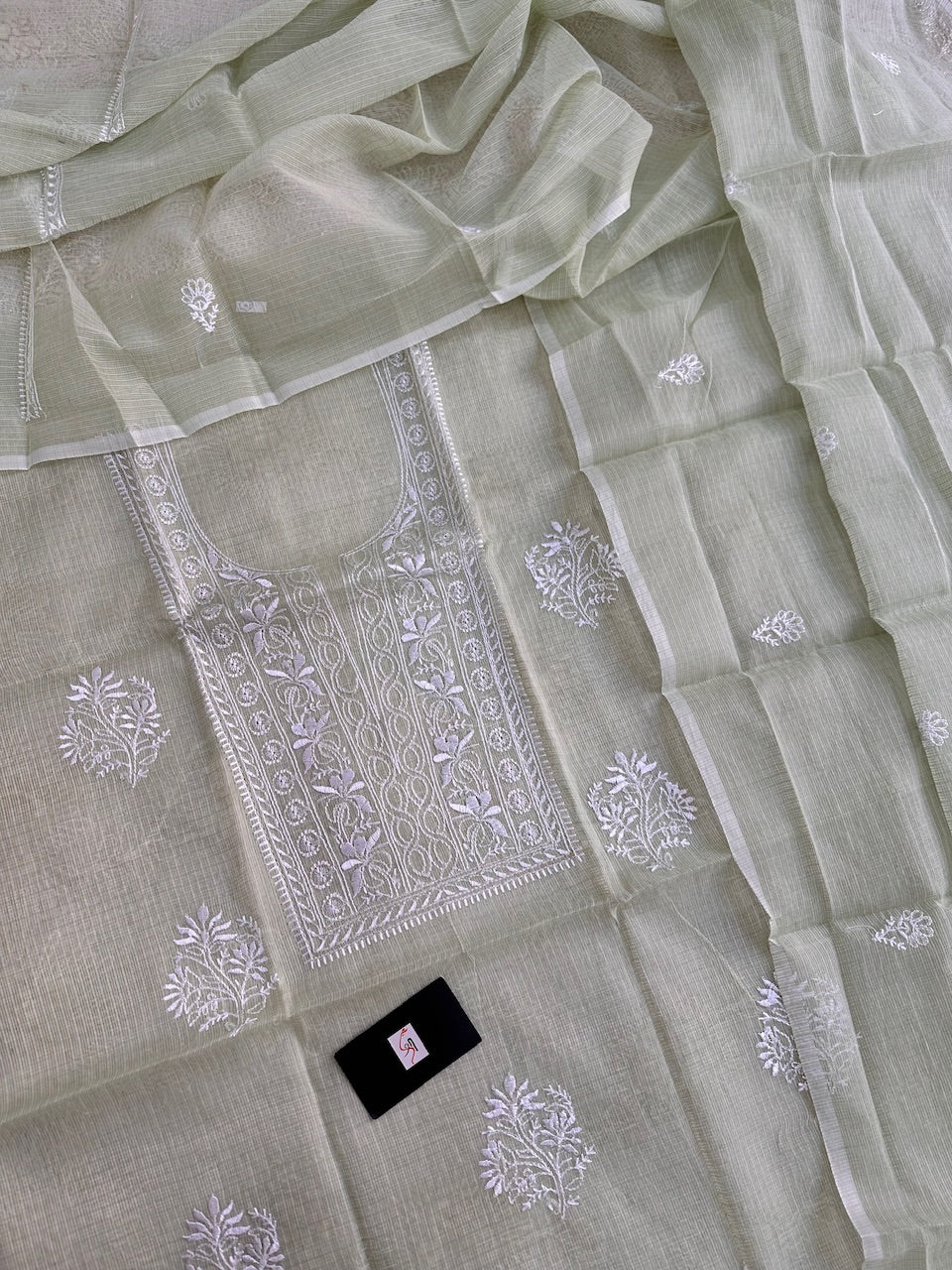 Embroidered Kota Cotton Doria Top N Dupatta (Suit)