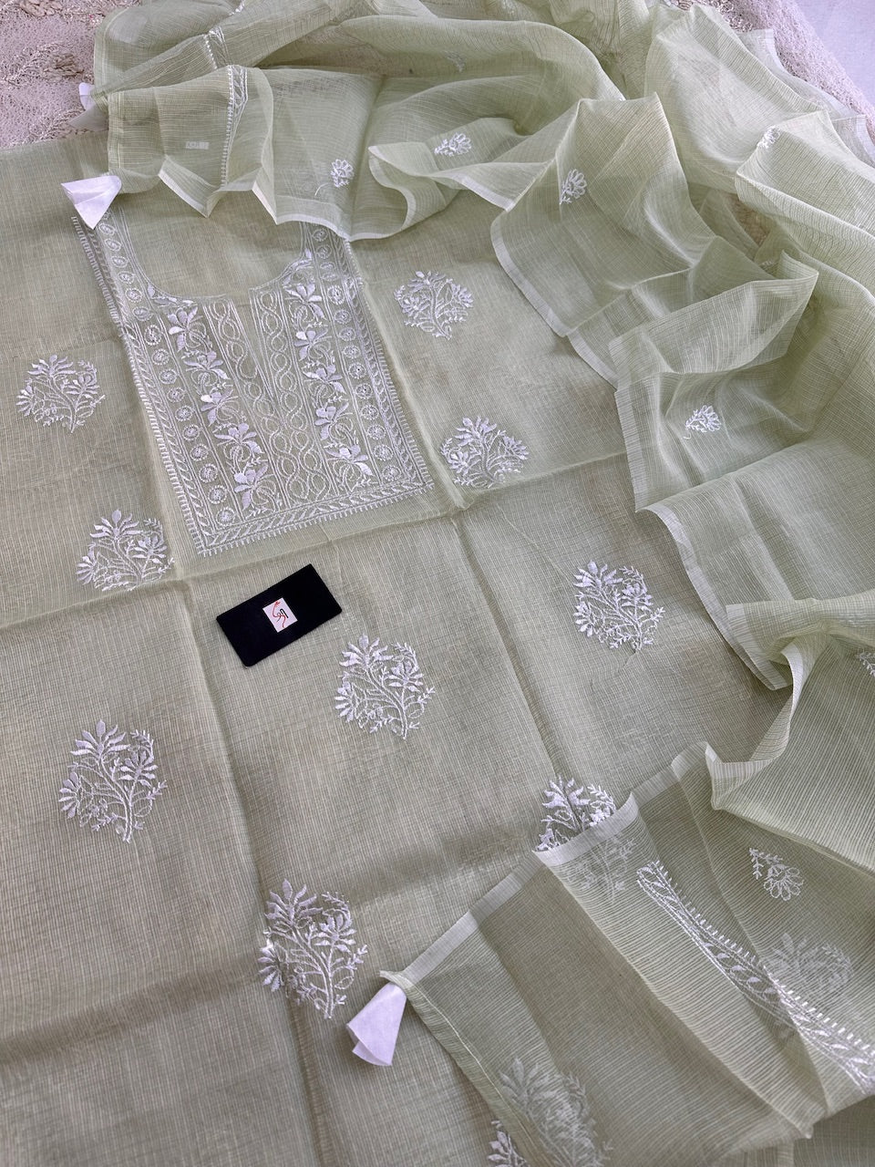 Embroidered Kota Cotton Doria Top N Dupatta (Suit)