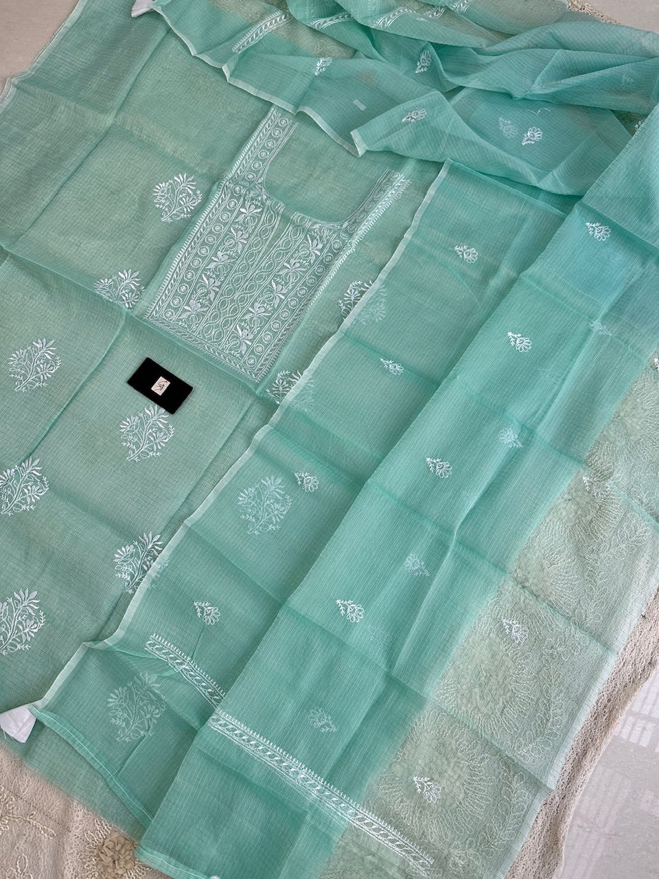 Embroidered Kota Cotton Doria Top N Dupatta (Suit)