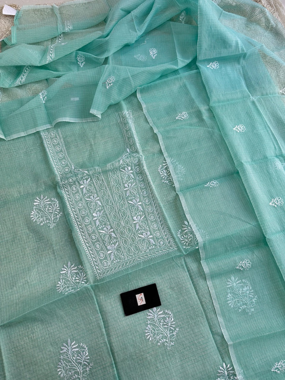 Embroidered Kota Cotton Doria Top N Dupatta (Suit)