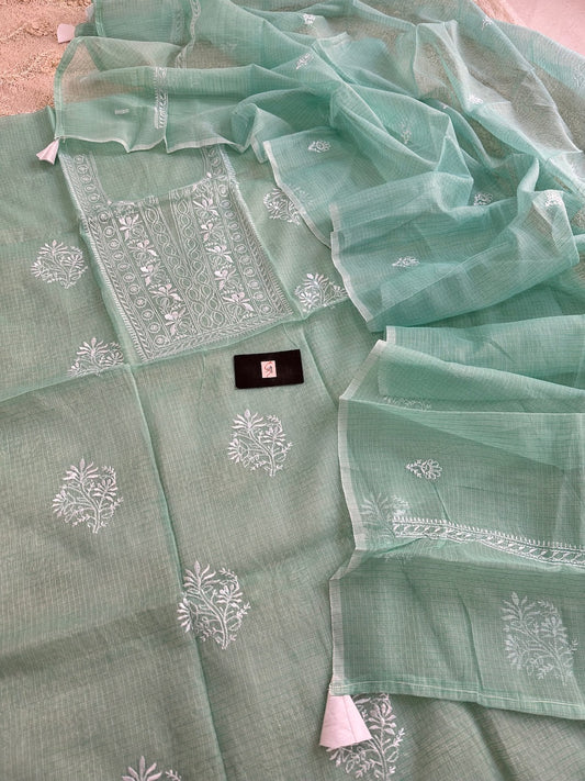 Embroidered Kota Cotton Doria Top N Dupatta (Suit)