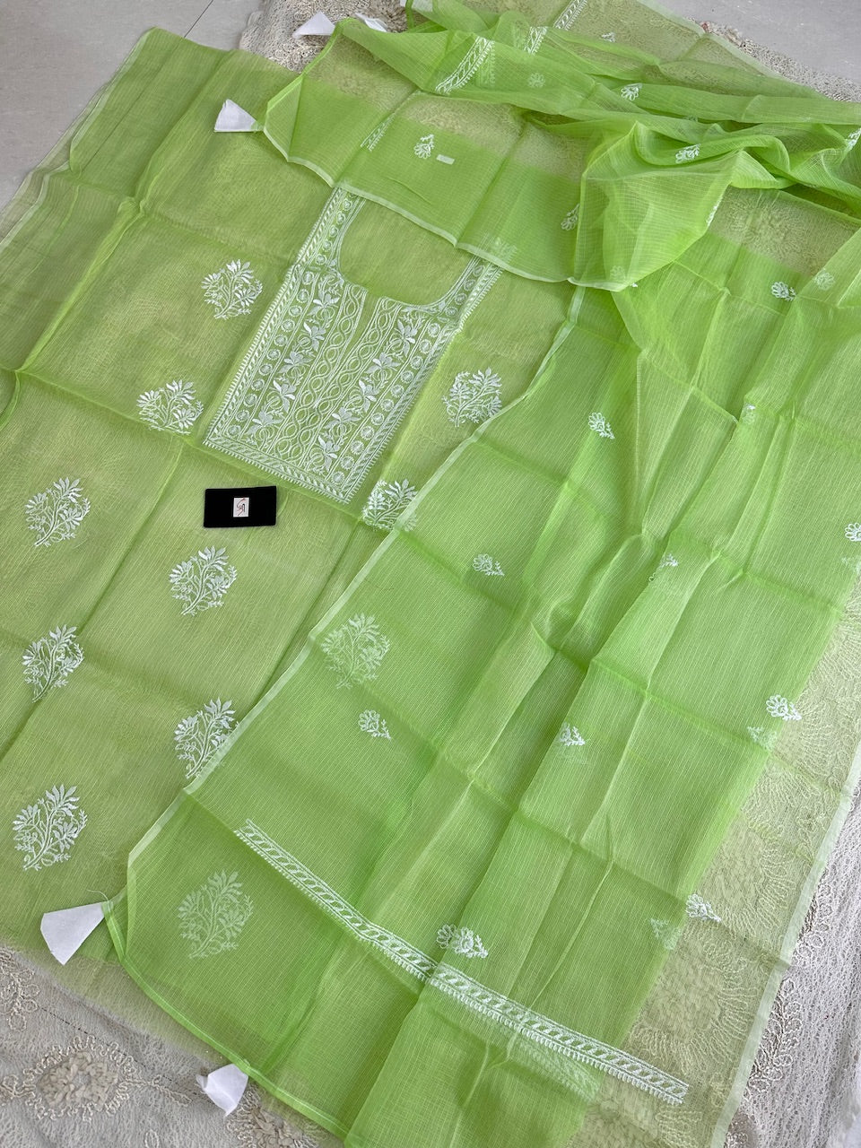 Embroidered Kota Cotton Doria Top N Dupatta (Suit)