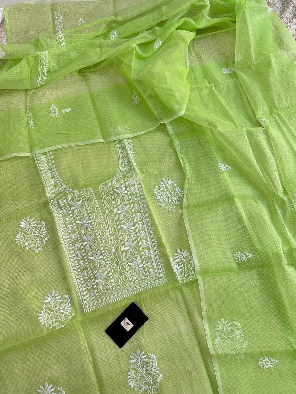 Embroidered Kota Cotton Doria Top N Dupatta (Suit)