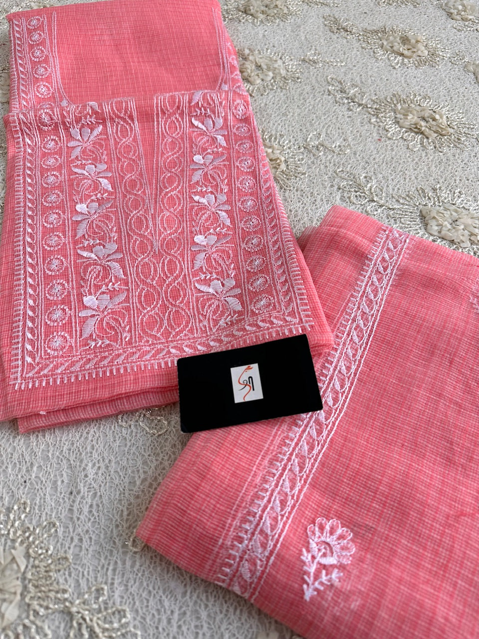 Embroidered Kota Cotton Doria Top N Dupatta (Suit)