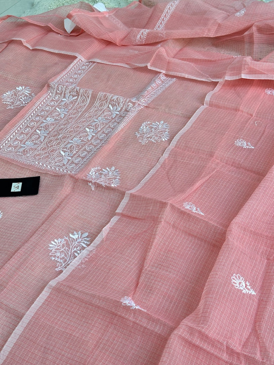 Embroidered Kota Cotton Doria Top N Dupatta (Suit)