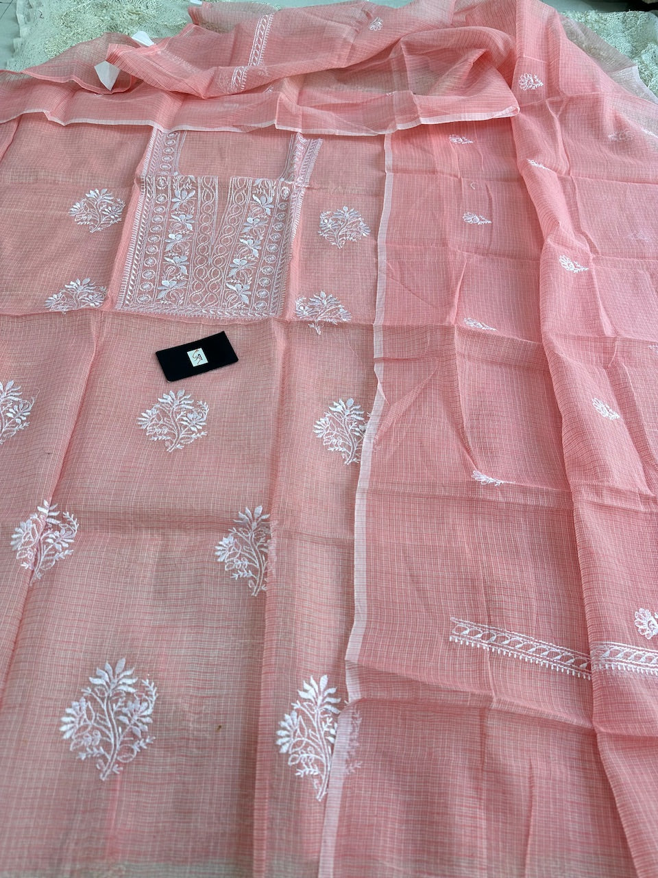 Embroidered Kota Cotton Doria Top N Dupatta (Suit)