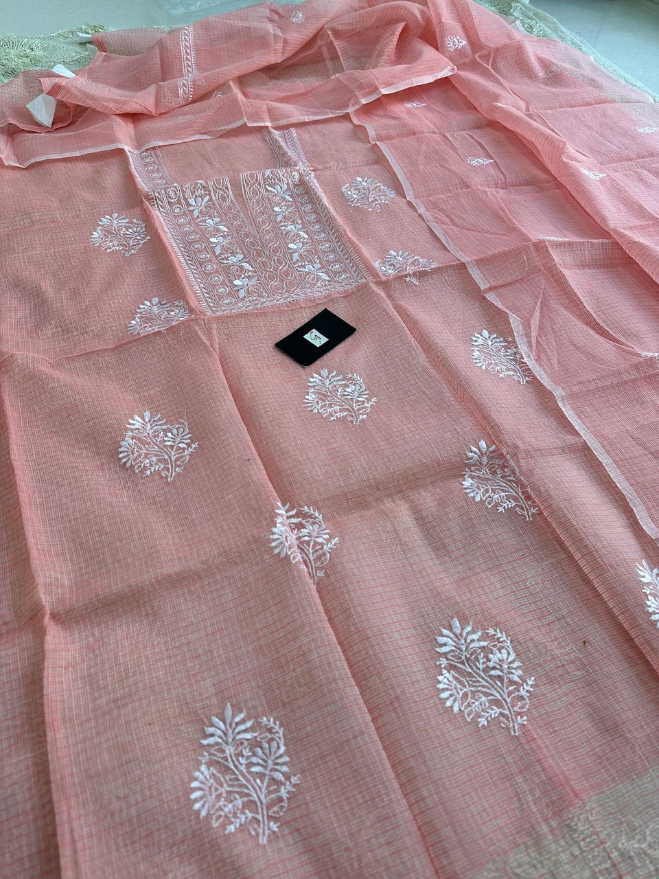 Embroidered Kota Cotton Doria Top N Dupatta (Suit)