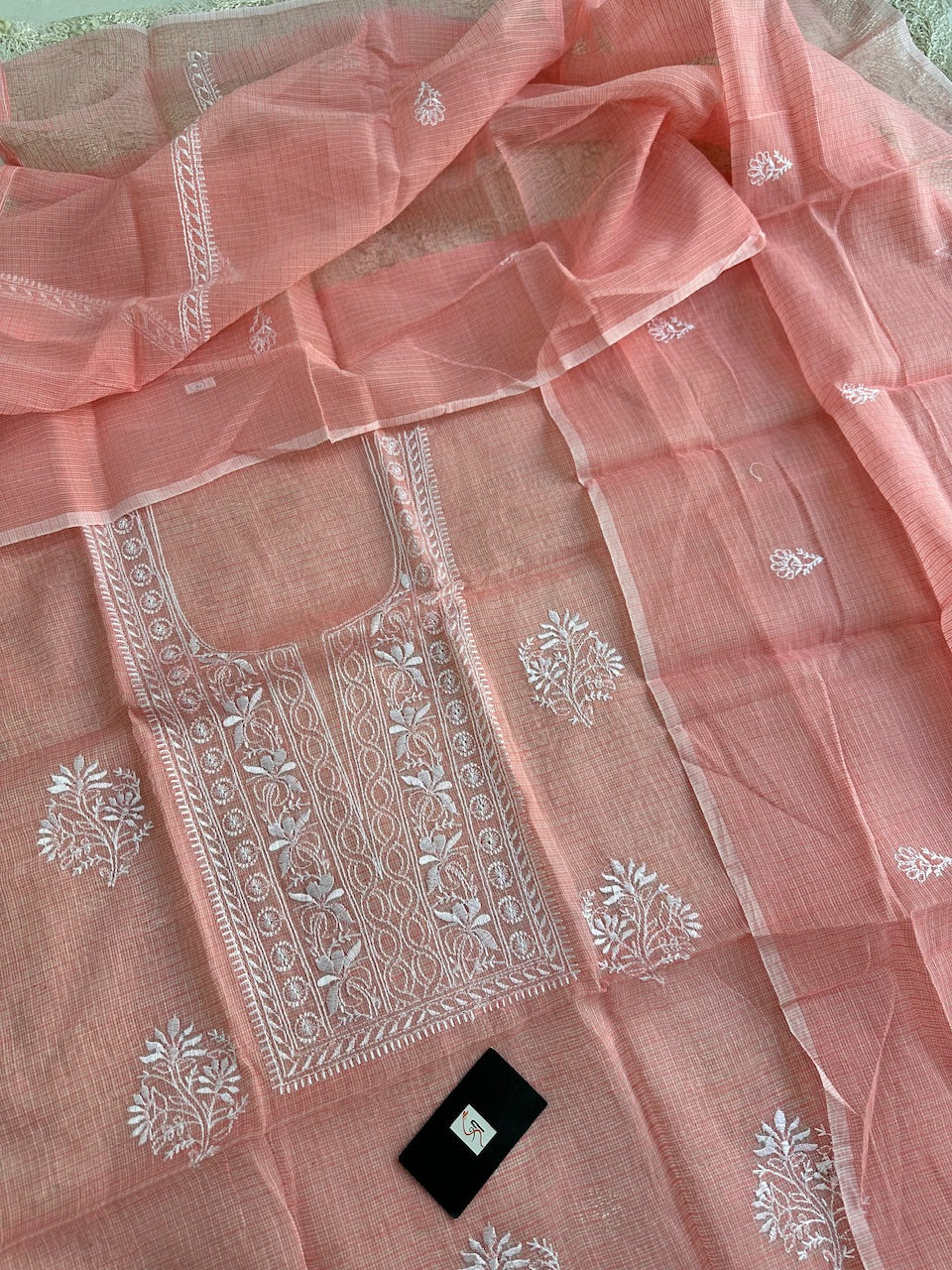 Embroidered Kota Cotton Doria Top N Dupatta (Suit)