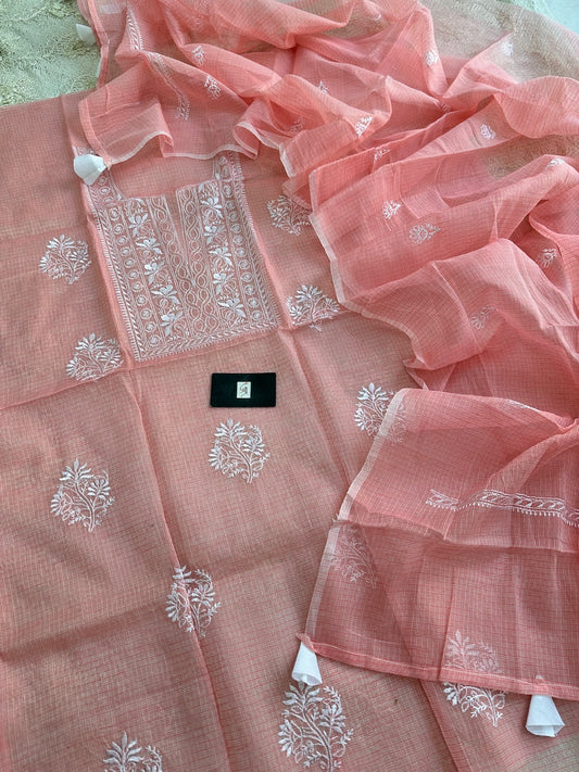 Embroidered Kota Cotton Doria Top N Dupatta (Suit)