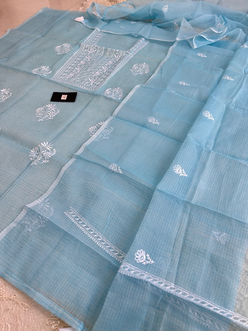 Embroidered Kota Cotton Doria Top N Dupatta (Suit)