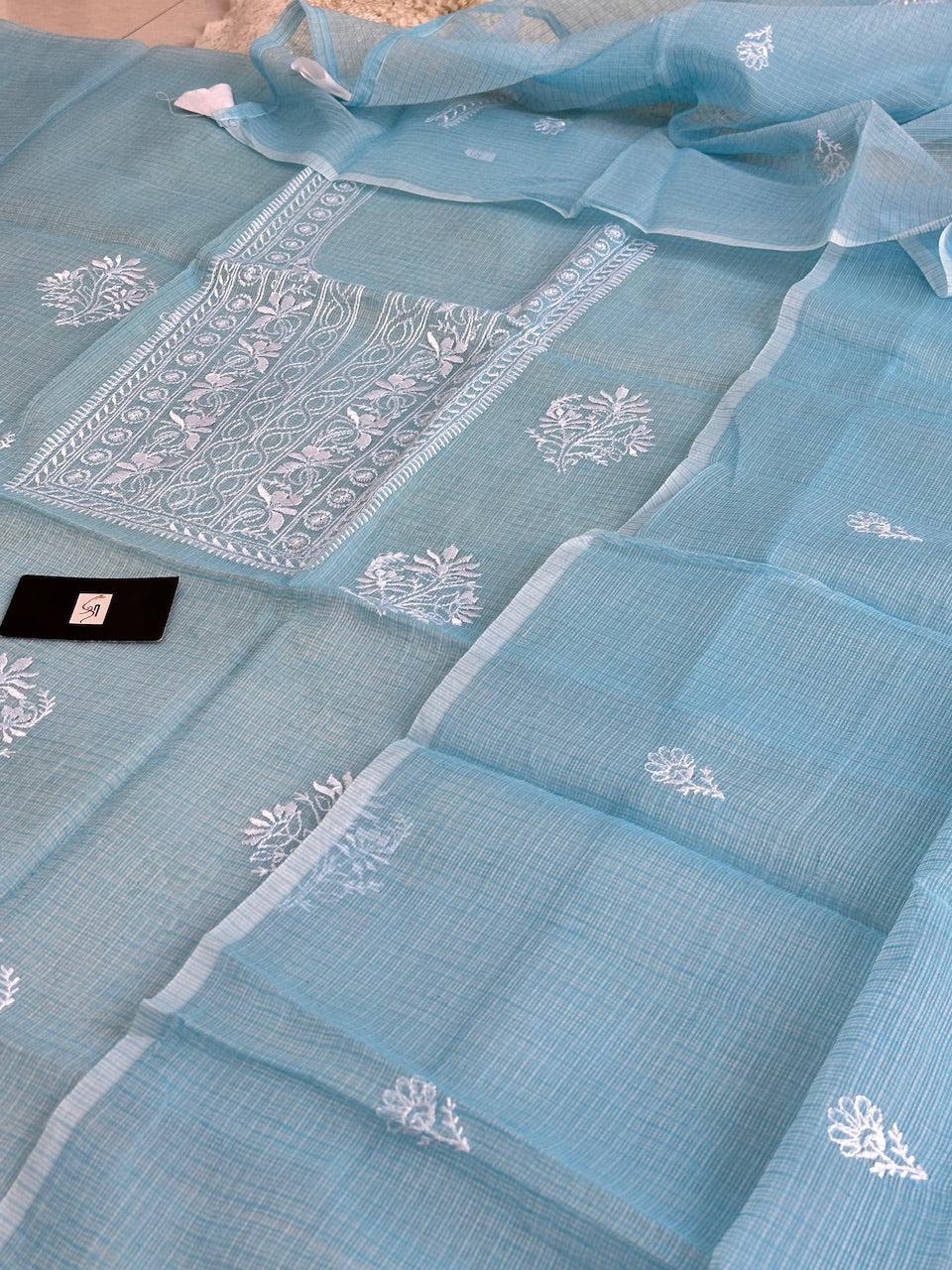 Embroidered Kota Cotton Doria Top N Dupatta (Suit)